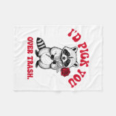 Funny Raccoon I’d Ck You Over Trash Valentines Day フリースブランケット (正面(横))