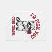 Funny Raccoon I’d Ck You Over Trash Valentines Day フリースブランケット (正面(横))