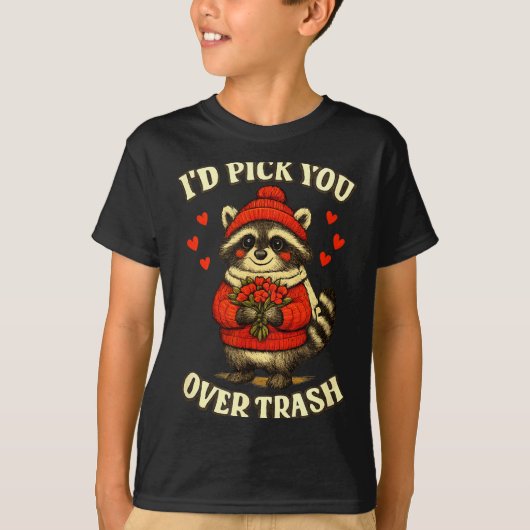 Funny Raccoon I’d Ck You Over Trash Valentines Day Tシャツ (正面)