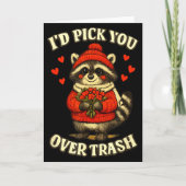 Funny Raccoon I’d Pick You Over Trash Valentines D カード (正面)