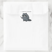 Funny Raccoon “I Require Snacks” Cartoon Design スクエアシール (バッグ)