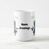 Funny Raccoon Iced Coffee I Live Here Now  コーヒーマグカップ (中央)