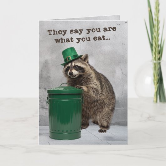 Funny Raccoon Leprechaun Party Card カード (正面)
