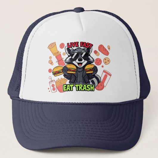 Funny Raccoon ‘Live Fast Eat Trash’ キャップ (正面)