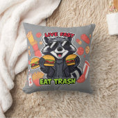 Funny Raccoon ‘Live Fast Eat Trash’ クッション (ブランケット)
