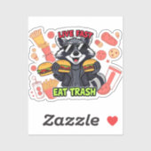 Funny Raccoon ‘Live Fast Eat Trash’ シール (シート)