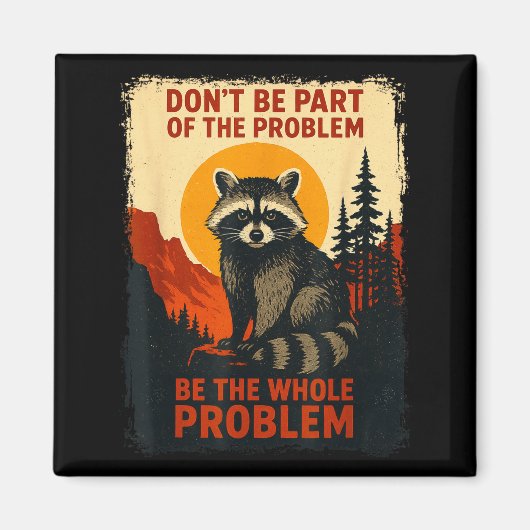 Funny Raccoon Nature Wildlife Outdoor Graphic Sarc マグネット (正面)