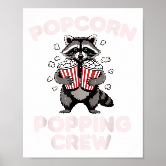 Funny Raccoon Popcorn Popping Crew Movie Lover Men ポスター (正面)