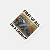 Funny Raccoon Quote - First of All I'm a Delight スタンダードカクテルナプキン (角)