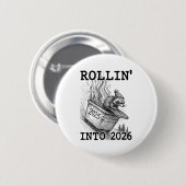 Funny Raccoon Rollin' Into 2026 Dumpster Fire New  缶バッジ (正面&裏面)