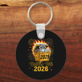 Funny Raccoon Rollin's Into 2026 New Year Matching キーホルダー (正面)