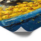 Funny Raccoon Rubber Duck Pool Poster ポスター (角)