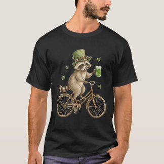 Funny Raccoon, St. Patrick's Day Irish Shamrock  Tシャツ