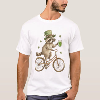 Funny Raccoon, St. Patrick's Day Irish Shamrock  Tシャツ