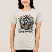 Funny Raccoon Survival Mode Active Coffee Lover Sh トライブレンドＴシャツ (正面)