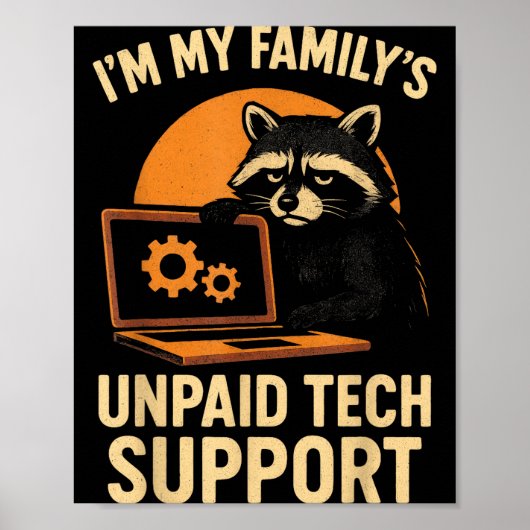 Funny Raccoon Tech Lover Graphic Tee Computer Geek ポスター (正面)