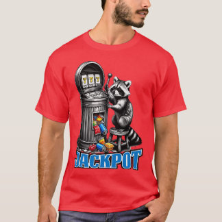 Funny raccoon trash can slot machine jackpot tシャツ