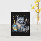 Funny Raccoon With Champagne Disco Ball New Years  カード (黄色い花)