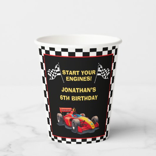 Funny Racing Car Driver Birthday Boy 紙コップ (裏面)