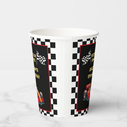 Funny Racing Car Driver Birthday Boy 紙コップ (右)