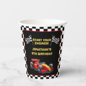 Funny Racing Car Driver Birthday Boy 紙コップ (正面)