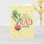 Funny Radish Birthday Card – Totally Rad カード (黄色い花)