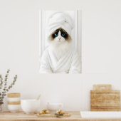 Funny Ragdoll Bathroom Print, Ragdoll In Bathrobe ポスター (キッチン)