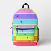 Funny Rainbow  and Star Print Cut Sew Bag プリントバックパック (正面)