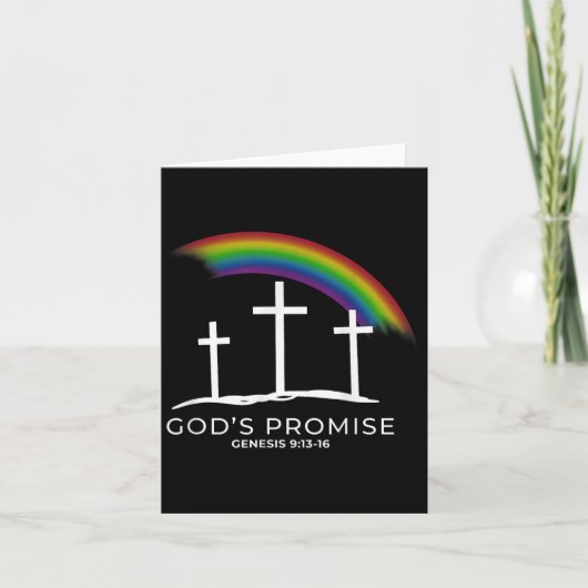 Funny Rainbow Christ Cross - Christian Quote God's カード (正面)