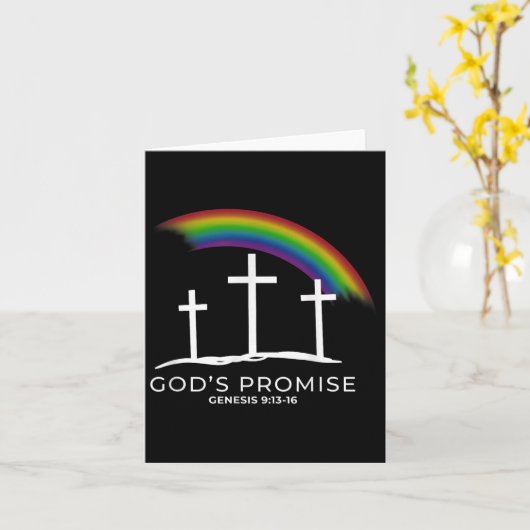 Funny Rainbow Christ Cross - Christian Quote God's カード (黄色い花)