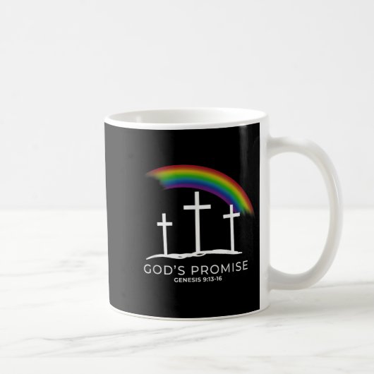Funny Rainbow Christ Cross - Christian Quote God's コーヒーマグカップ (右)