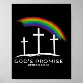 Funny Rainbow Christ Cross - Christian Quote God's ポスター (正面)