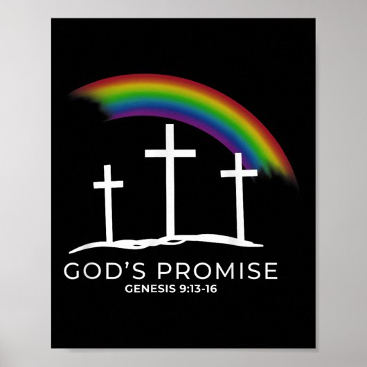Funny Rainbow Christ Cross - Christian Quote God's ポスター (正面)