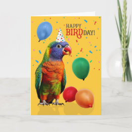 Funny Rainbow Lorikeet Parrot Birthday カード
