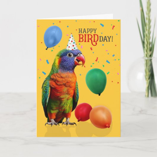 Funny Rainbow Lorikeet Parrot Birthday カード (正面)