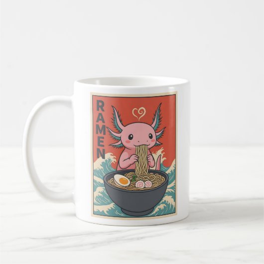 Funny Ramen Axolotl Noodle Lover Cute Creature コーヒーマグカップ (左)