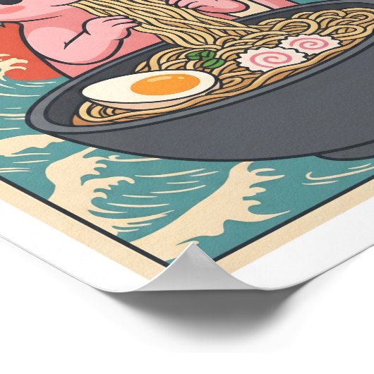 Funny Ramen Axolotl Noodle Lover Cute Creature ポスター (角)