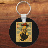 Funny Ramen Cat Japanese Anime Ufo Men Women Teens キーホルダー (正面)