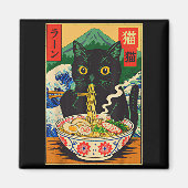 Funny Ramen Cat Japanese Noodle Kitten  マグネット (正面)
