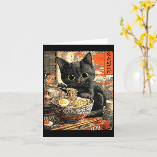 Funny Ramen Cat Noodle Lovers Anime Otaku  カード (黄色い花)