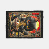 Funny Ramen Cat Noodle Lovers Anime Otaku フリースブランケット (正面(横))