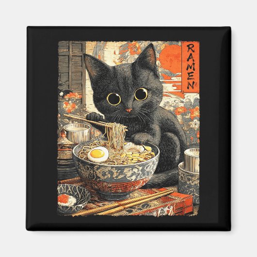 Funny Ramen Cat Noodle Lovers Anime Otaku マグネット (正面)