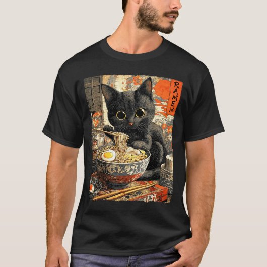 Funny Ramen Cat Noodle Lovers Anime Otaku  Tシャツ (正面)