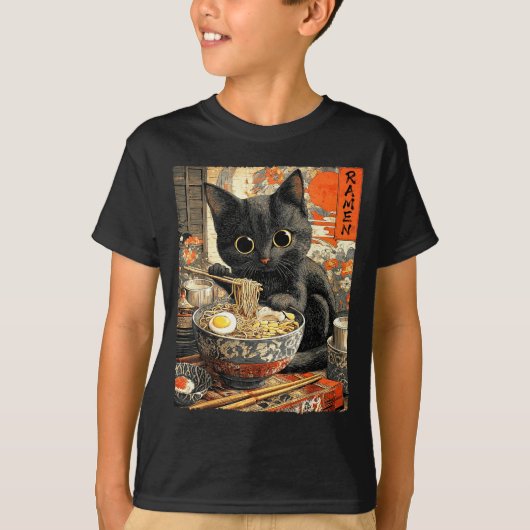 Funny Ramen Cat Noodle Lovers Anime Otaku  Tシャツ (正面)
