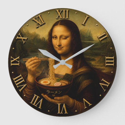Funny Ramen Mona Lisa ラージ壁時計 (正面)