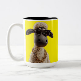 Funny Rapper Sheep Mug – Cute Pet Lover Gift Cup ツートーンマグカップ