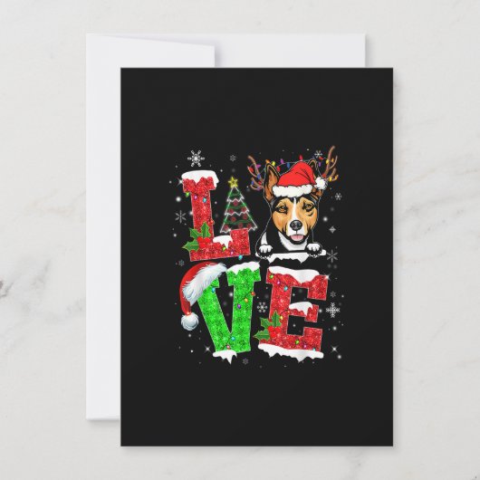 Funny Rat Terrier Dog Tree Christmas Lights Xmas P 招待状 (正面)