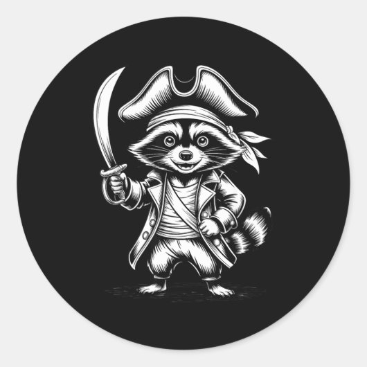 Funny Rate Raccoon  ラウンドシール (正面)