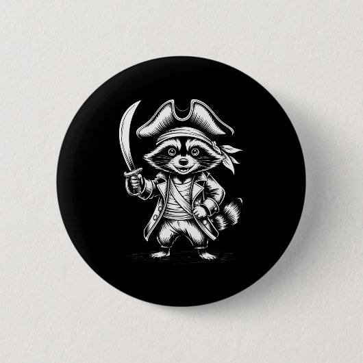 Funny Rate Raccoon  缶バッジ (正面)