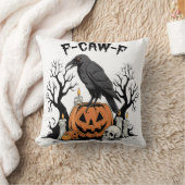 Funny Raven, F-Caw-F, Skull Raven, Gothic Crow クッション (ブランケット)